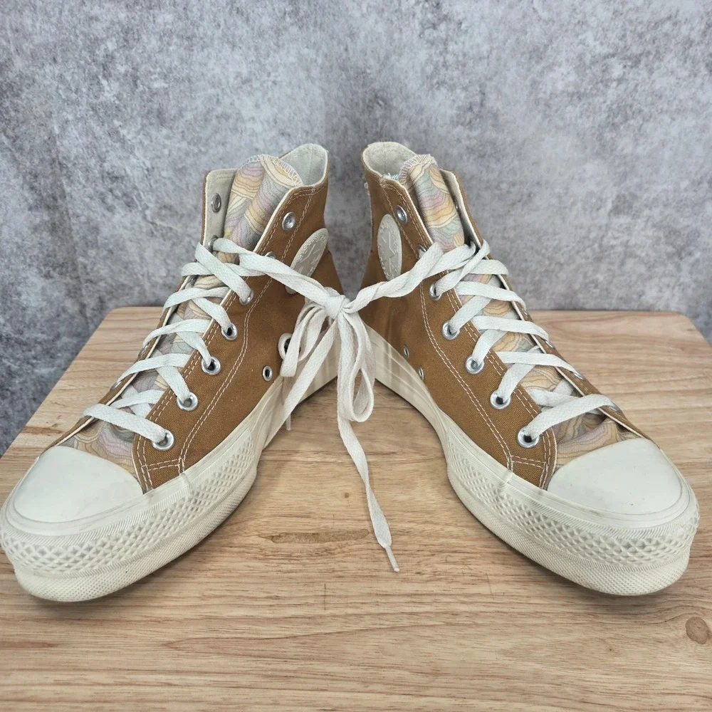 Converse Chuck Taylor All Star Lift Platform Sneaker Womens 8.5 Custom Brown WAY